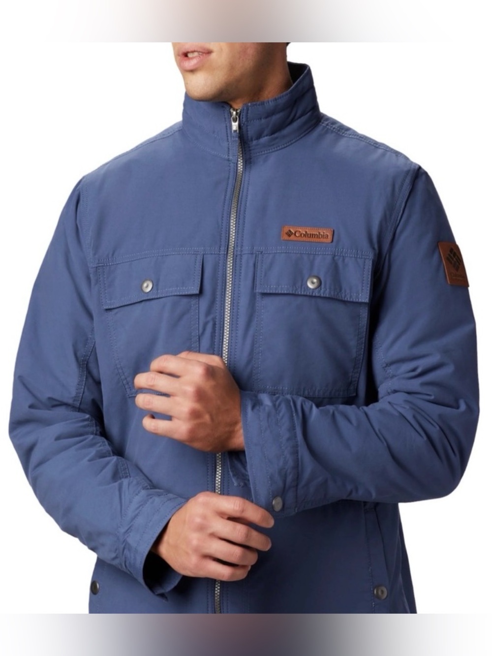 Columbia Men's XL Wheeler Lodge Casual Jacket Dark Mountain Blue Size Medium EUC